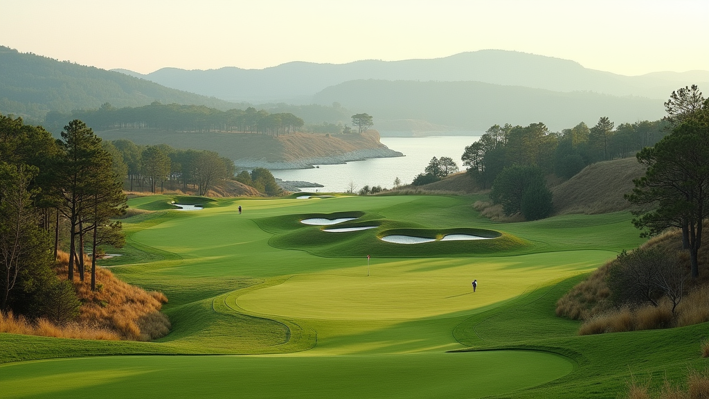 Scenic view picture of a golf course.